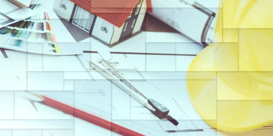 Architectural project concept, geometric pattern Stock Photos