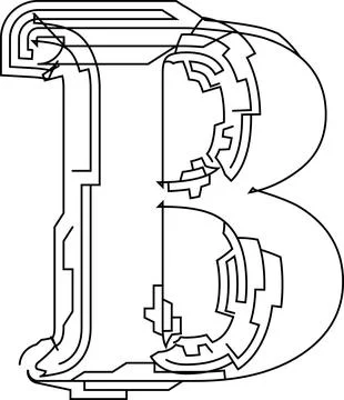Architectural project font, technical draw style alphabet. Geometrical typo.. Illustrazione stock