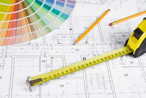 Architectural project Stock Photos