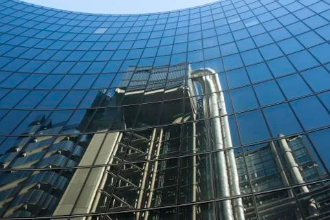 Architectural Reflections of Lloyds Building Design Stock Photos