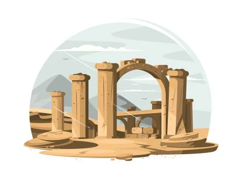 Architectural ruins old Stock Illustration