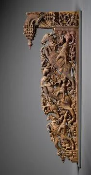Architectural Section with Heroic Figures. India, Tamil Nadu, 19th century... Stock Photos