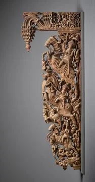 Architectural Section with Heroic Figures. India, Tamil Nadu, 19th century... Stock Photos