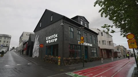 Architectural shot Einstök Einstok Beer Brewery Arts District Reykjavik Iceland Stockbeeldmateriaal 194077424