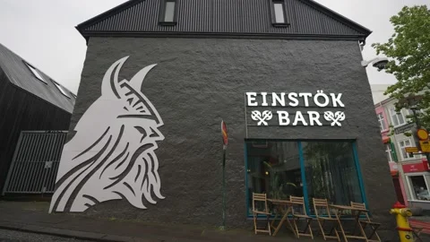 Architectural shot Einstök Einstok Beer Brewery Arts District Reykjavik Iceland Stock Footage 194077425