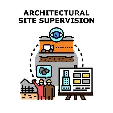 Architectural site supervision planning process Stock Illustration