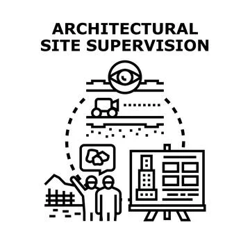 Architectural site supervision planning process Illustrazione stock