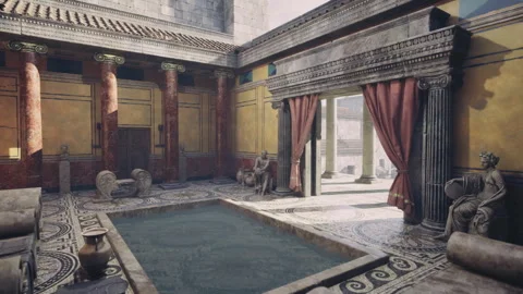 Architectural space showcasing historical artifacts with contemporary elements Stock Footage 341570547