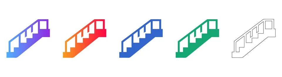Architectural Staircase Icon Set 스톡 일러스트