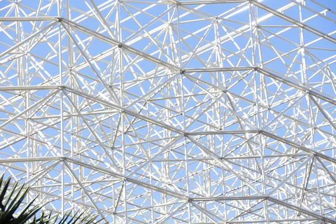 Architectural structure built with steel profiles close up Stock Photos