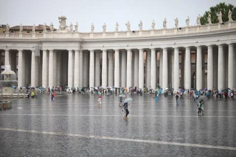 Architectural structure of the columns on St. Peter's Square in the Vatican.  Stock Photos