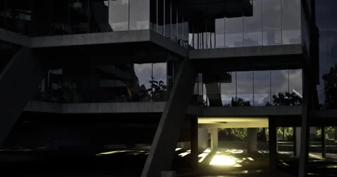 Architectural structure illuminated by soft light at dusk Vídeos de archivo 313782967