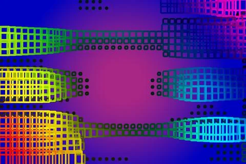 Architectural style design. Light shapes in gradient colors on a radial gradi Stock Illustration