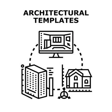 Architectural templates concept for building design software Stock Illustration
