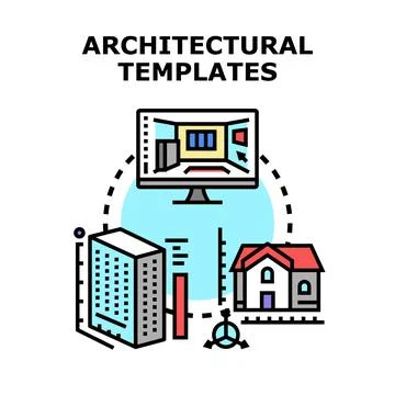 Architectural templates concept for building design software Stock Illustration