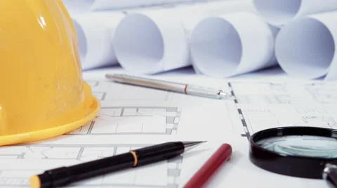 Architectural tools and drawings Stock Footage 60618227