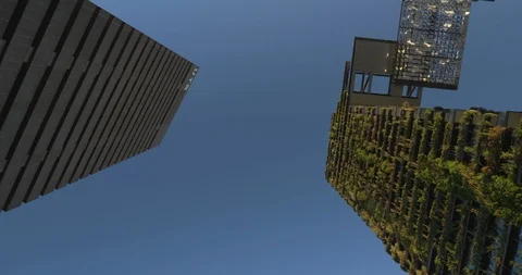 Architectural trends - brutalist modernism, green building facade Sydney Stock Footage