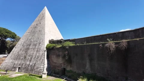 Architectural View Of The Ancient Pyramid Of Cestius In Rome Stock Footage 336280768