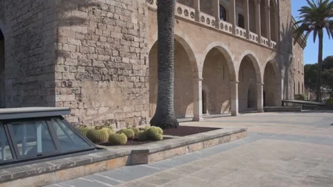 Architectural view of the cathedral of Palma de Mallorca Stock Footage 137956066