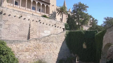 Architectural view of the cathedral of Palma de Mallorca Stock Footage 137956112