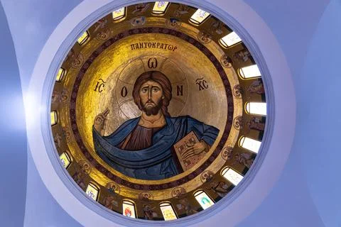 Architectural view of the central dome and religious art Stock Photos