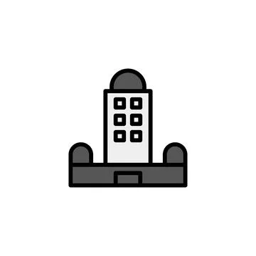 Architectural visualization showcasing a stylized building elevation with g.. Stock Illustration