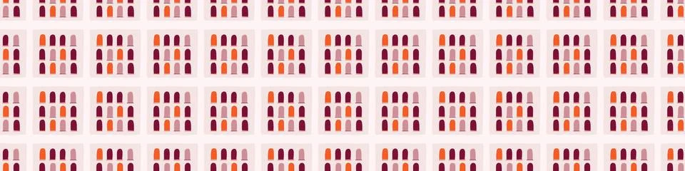 Architectural windows vector seamless banner pattern. Paper cut style collage Stock Illustration