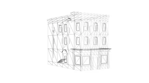 Architectural Wireframe of Building with Geometric Structure and Contempora.. Stock Footage 344734247