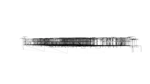 Architectural Wireframe of a Long Structure Highlighting Modern Design in M.. 库存影片 334586227
