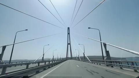 An architecturally beautiful bridge, which is removed from the the car Stock Footage 277037453