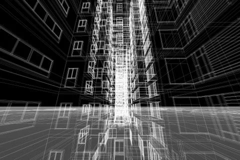 Architecture abstract, 3d illustration 스톡 일러스트