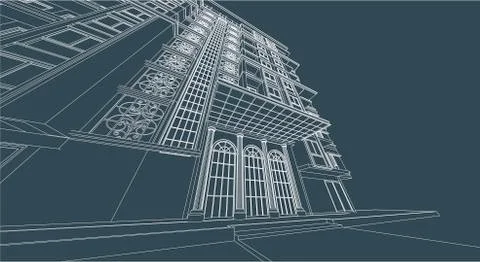 Architecture abstract, 3d illustration 스톡 일러스트