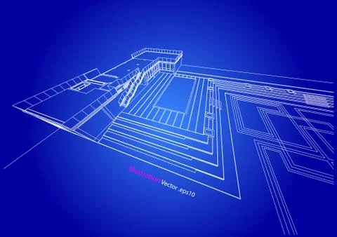 Architecture abstract, 3d illustration Stock Illustration