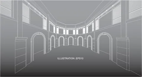 Architecture abstract, 3d illustration vector Stock Illustration