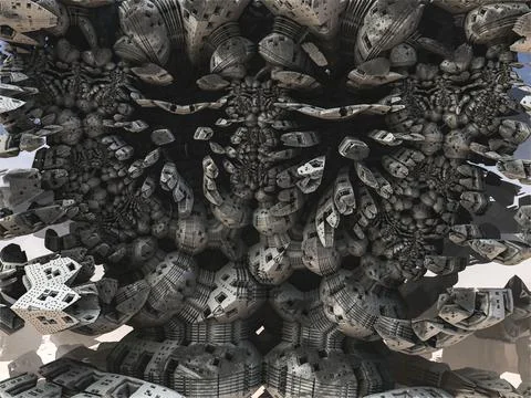 The Architecture of an alien planet 3d rendering Stock Illustration