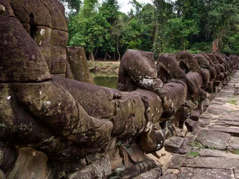 Architecture of ancient temple complex Angkor, Siem Reap 库存照片