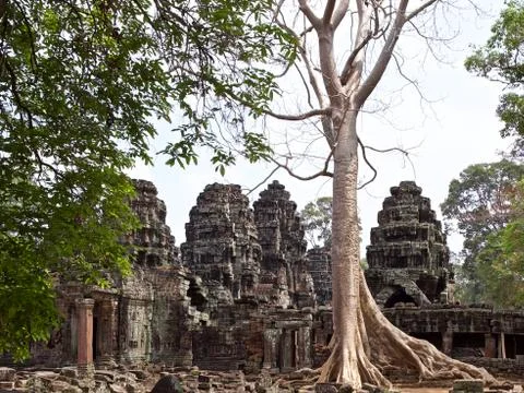 Architecture of ancient temple complex Angkor, Siem Reap Stockfoto's