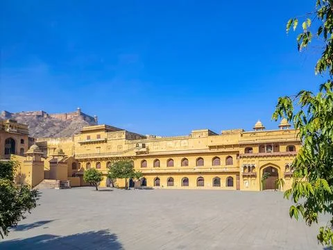 The architecture and art pattern at Amber fort in Jaipur known as pink city,  Stock Photos