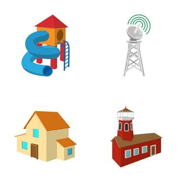 Architecture and communication set of isometric icons Stock Illustration