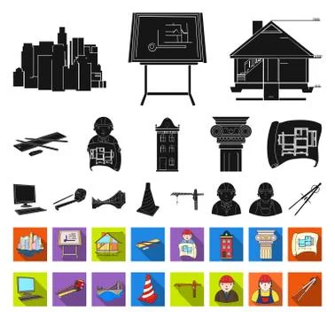 Architecture and construction black,flat icons in set collection for design Stock Illustration