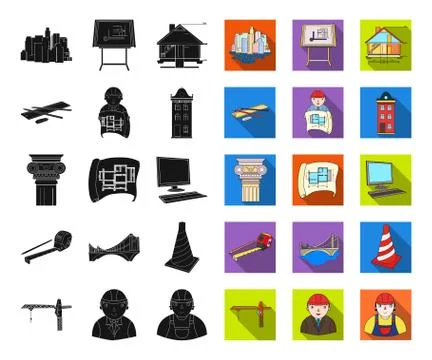 Architecture and construction black,flat icons in set collection for design Stock Illustration