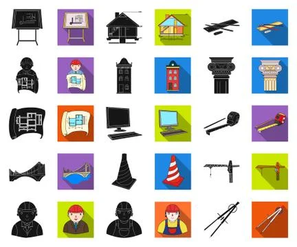 Architecture and construction black,flat icons in set collection for design Stock Illustration