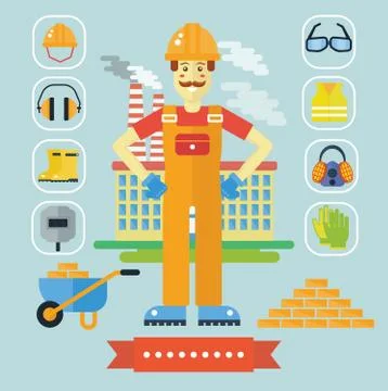 Architecture and Construction color flat concept with icons. Architect Stock Illustration
