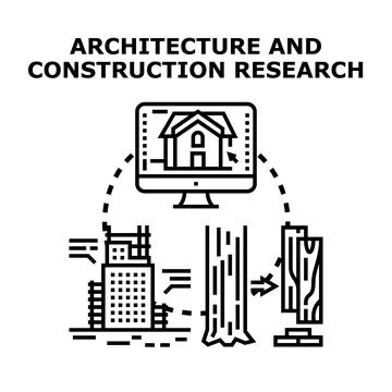 Architecture and construction research developing building projects Stock Illustration