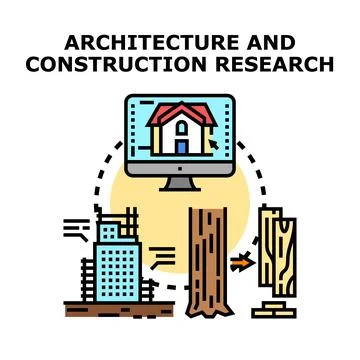 Architecture and construction research developing building projects Stock Illustration