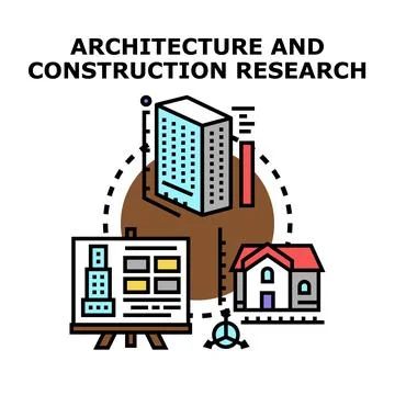 Architecture and construction research developing planning building design Stock Illustration