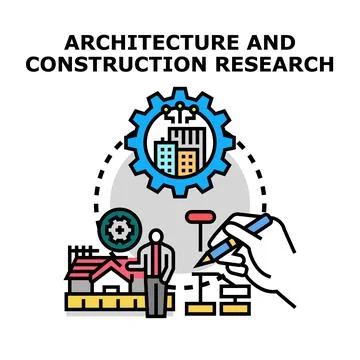 Architecture and construction research vector concept Stock Illustration