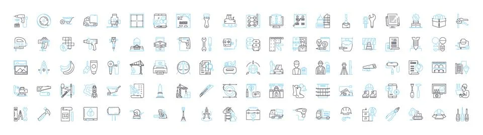 Architecture and construction vector line icons set. Architecture, Construction 库存插图