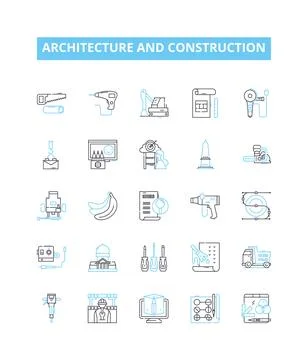 Architecture and construction vector line icons set. Architecture, Construction 库存插图