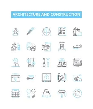 Architecture and construction vector line icons set. Architecture, Construction 库存插图